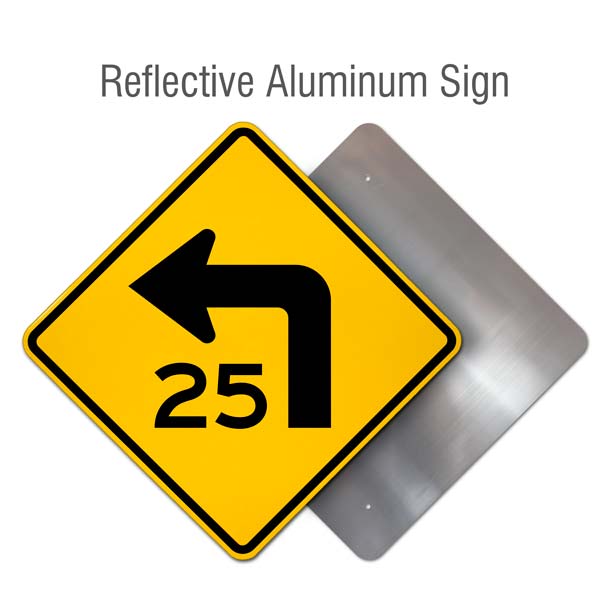 Left Combination Turn / Advisory Speed Sign