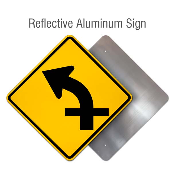 Left Combination Curve / Cross Road Intersection Sign