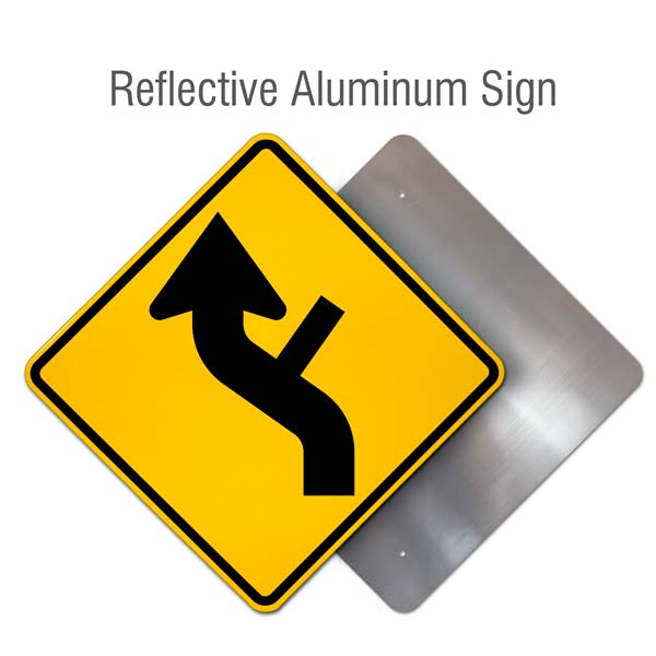 Left Combination Reverse Curve / Side Road Intersection Sign