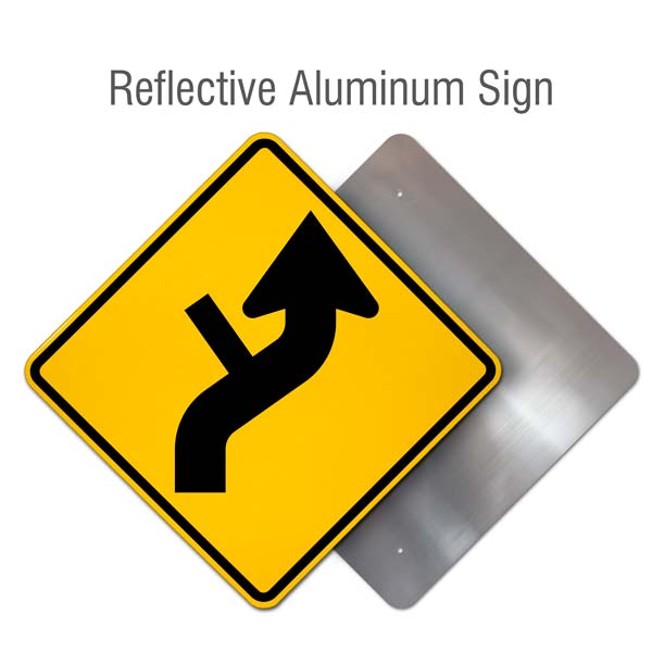 Right Combination Reverse Curve / Side Road Intersection Sign