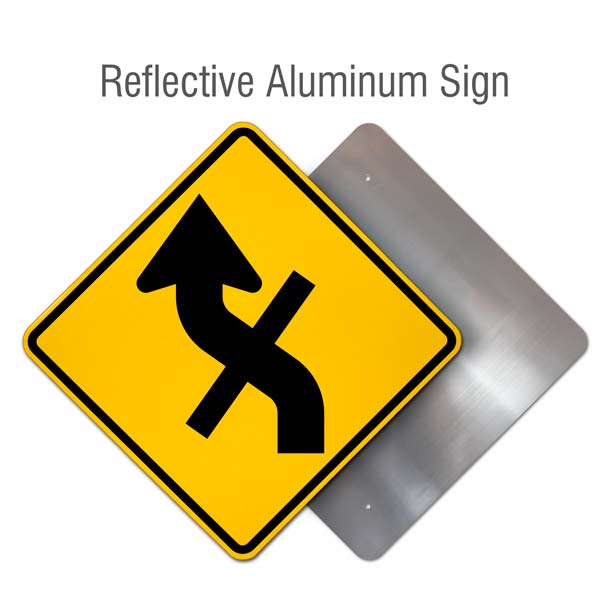 Left Combination Reverse Curve / Cross Road Intersection Sign