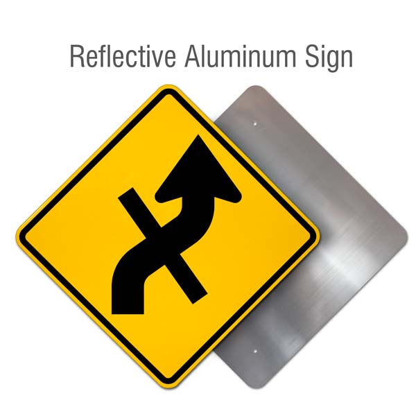 Right Combination Reverse Curve / Cross Road Intersection Sign