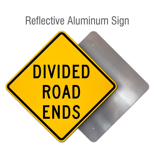 Divided Road Ends Sign