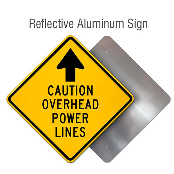 (Up Arrow) Caution Overhead Power Lines Sign