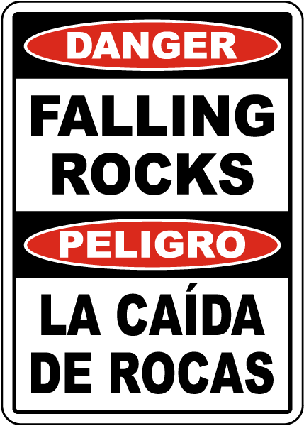 Bilingual Falling Rocks Sign