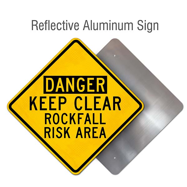 Keep Clear Rockfall Risk Area Sign