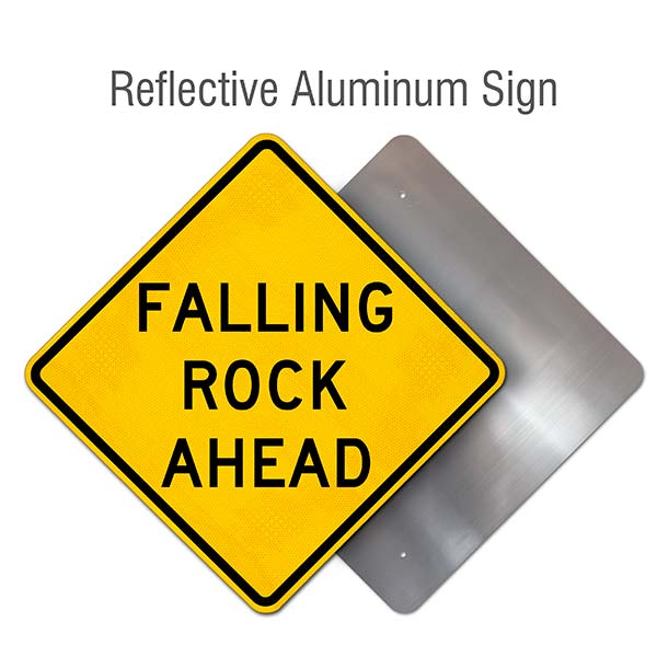 Falling Rock Ahead Sign 