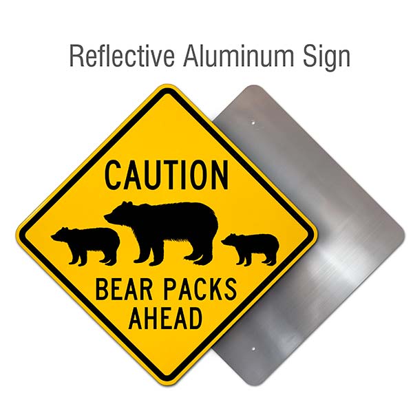 Caution Bear Packs Ahead Sign