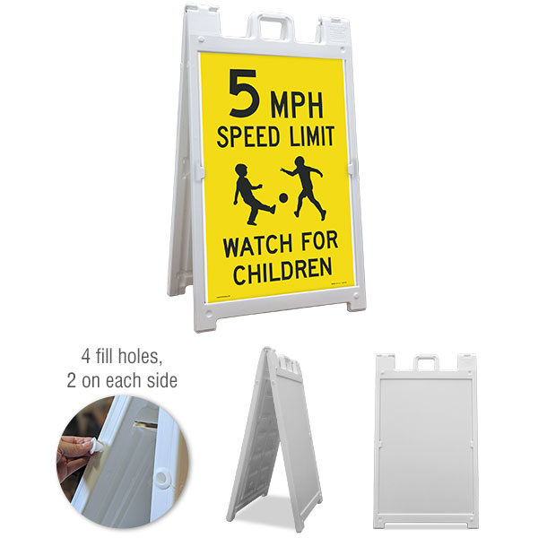 5 MPH Watch For Children Sandwich Board Sign