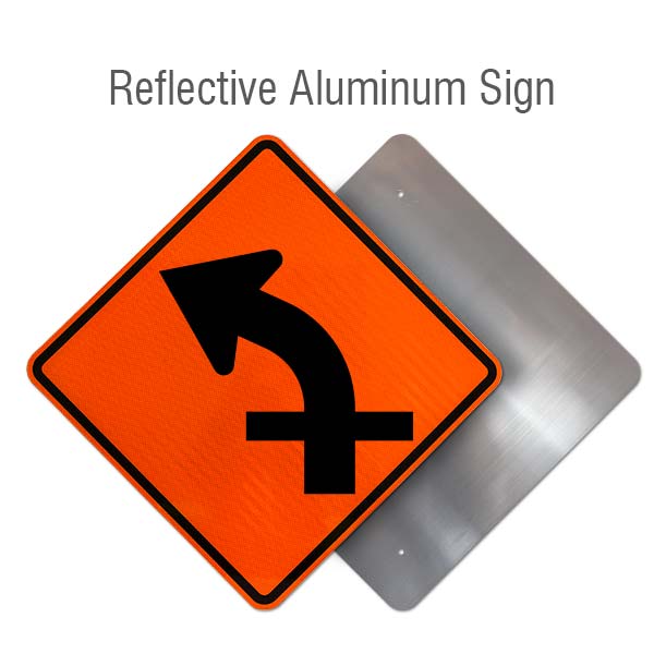 Left Combination Curve / Cross Road Intersection Sign