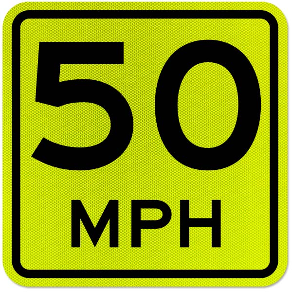 Advisory 50 MPH Sign