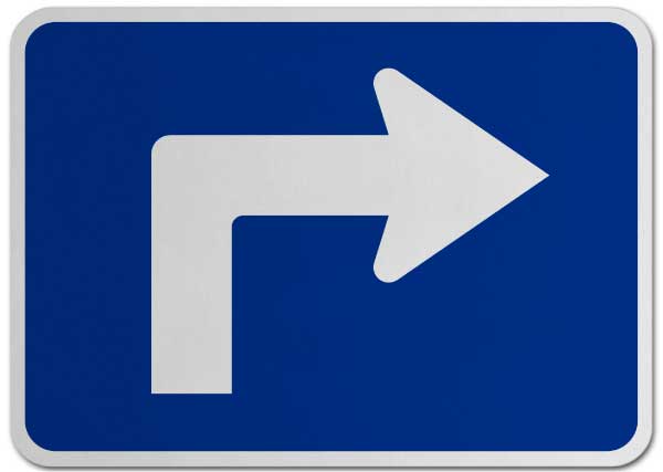 Right Advance Turn (Auxiliary) Sign