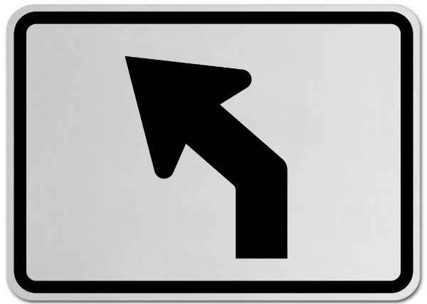 Left Advance Angle Turn (Auxiliary) Sign