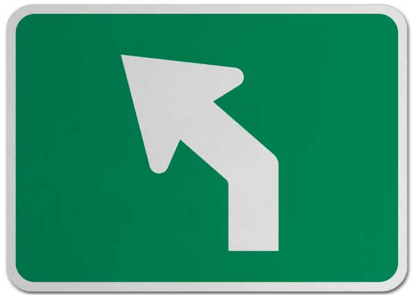 Left Advance Angle Turn (Auxiliary) Sign
