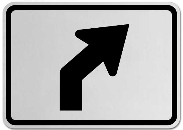 Right Advance Angle Turn (Auxiliary) Sign
