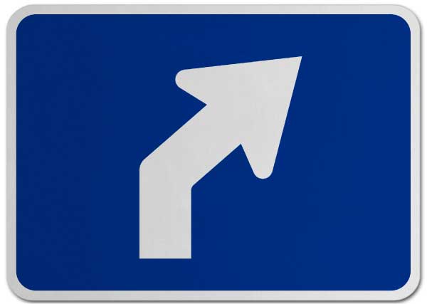 Right Advance Angle Turn (Auxiliary) Sign