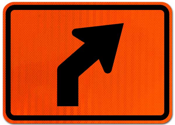 Right Advance Angle Turn (Auxiliary) Sign