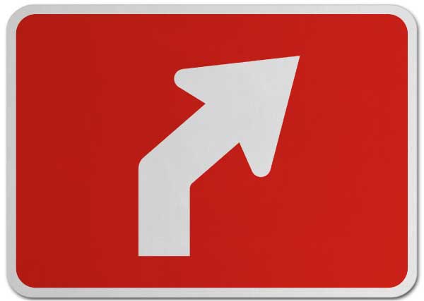 Right Advance Angle Turn (Auxiliary) Sign