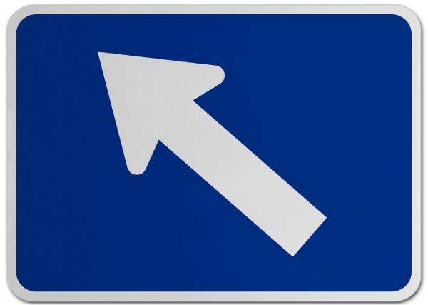 Left Diagonal Turn Arrow (Auxiliary) Sign