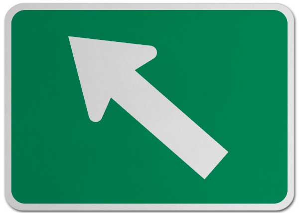 Left Diagonal Turn Arrow (Auxiliary) Sign