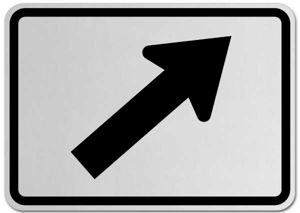 Right Diagonal Turn Arrow (Auxiliary) Sign