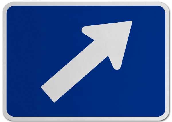 Right Diagonal Turn Arrow (Auxiliary) Sign