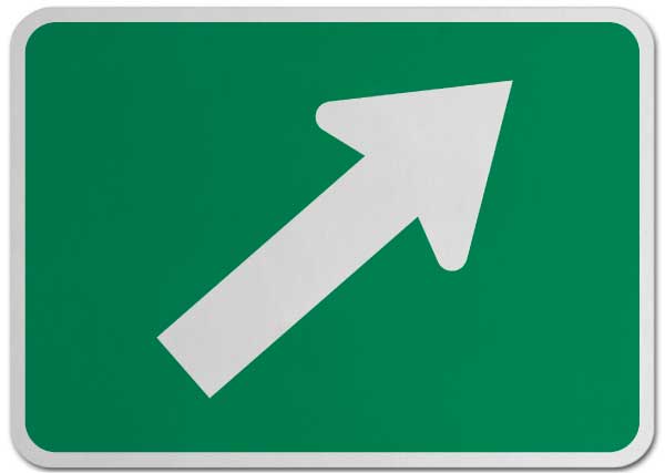Right Diagonal Turn Arrow (Auxiliary) Sign