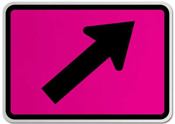 Right Diagonal Turn Arrow (Auxiliary) Sign