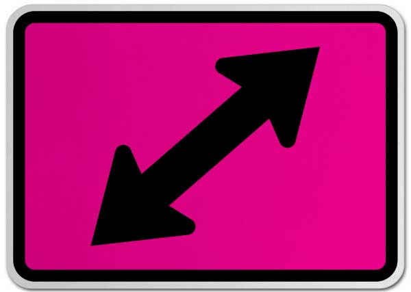 Right Two-Direction Diagonal Turn Arrow (Auxiliary) Sign