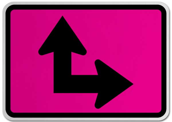 Right Two-Direction Straight/Turn Arrow (Auxiliary) Sign