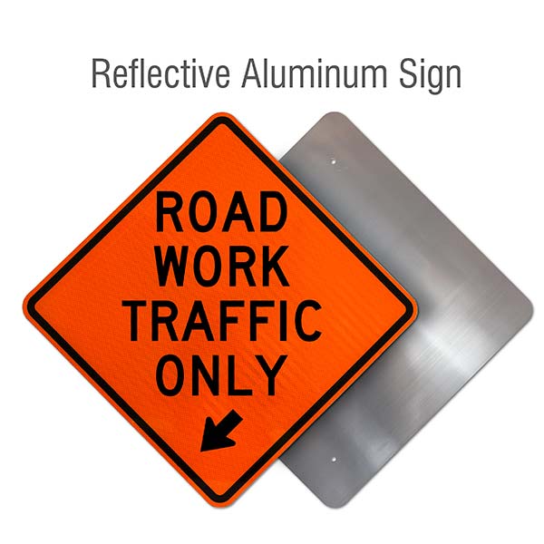 Road Work Traffic Only Left Down Arrow Sign