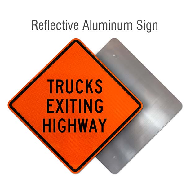 Trucks Exiting Highway Sign