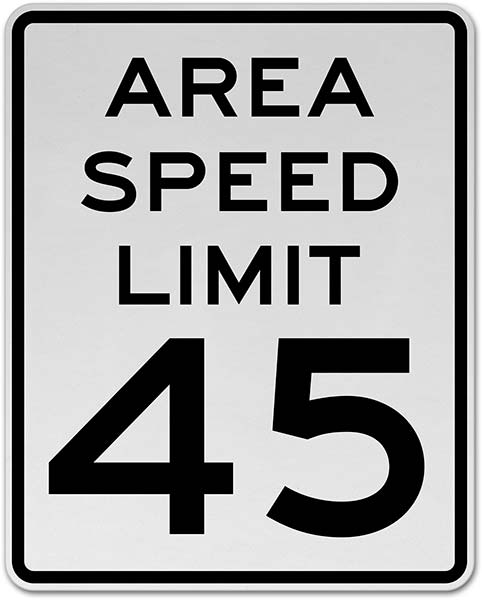 Area Speed Limit 45 MPH Sign