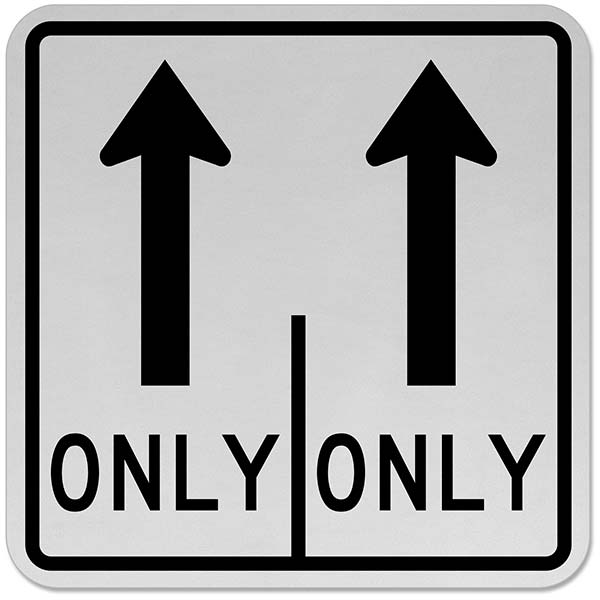 Intersection Lane Control Double Straight Only Sign