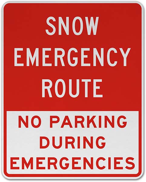 Snow Emergency Route No Parking During Emergencies Sign