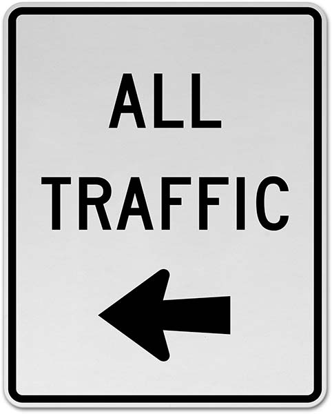 All Traffic (Left Arrow) Sign