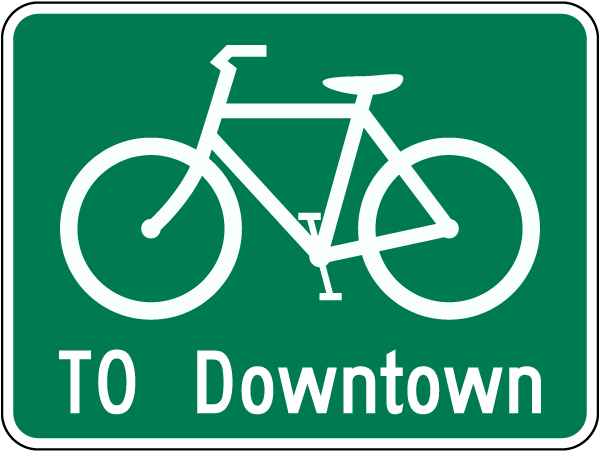 To Downtown Bike Sign