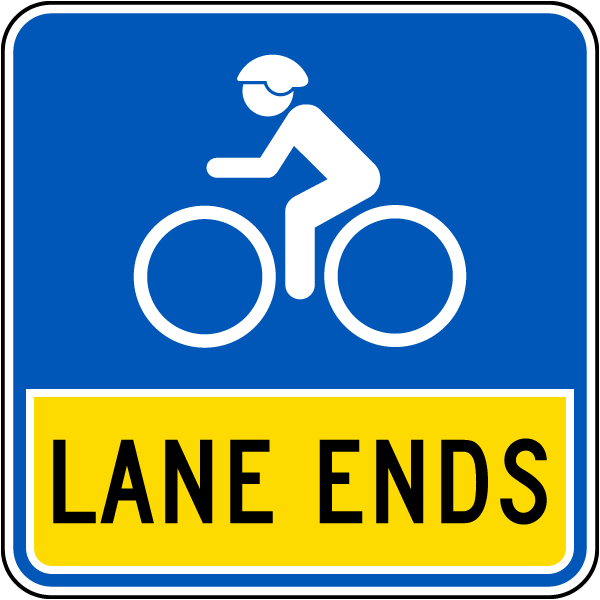 Lane Ends Bike Sign