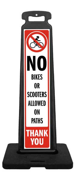 No Bikes or Scooters Allowed On Path Vertical Panel Sign