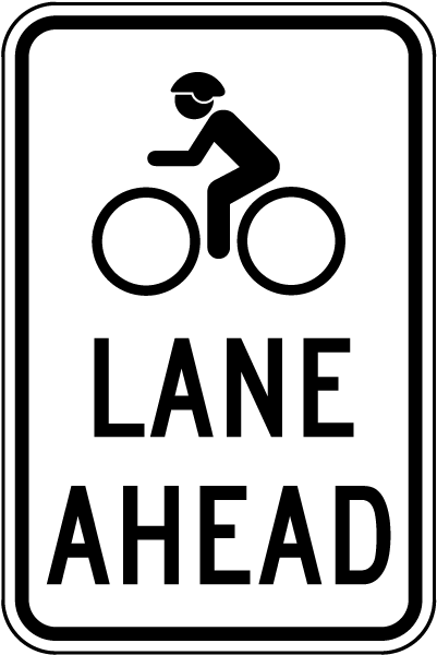 Lane Ahead Bicycle Sign