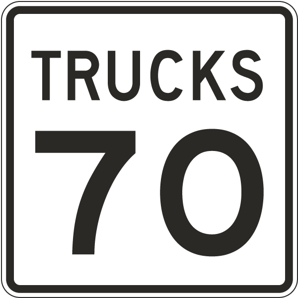 Trucks Speed Limit 70 MPH Sign