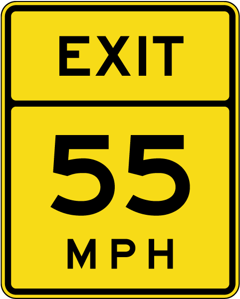 Advisory Exit 55 MPH Sign