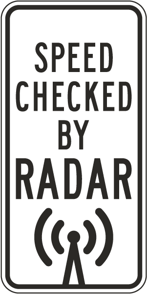 Speed Checked by Radar Symbol Sign