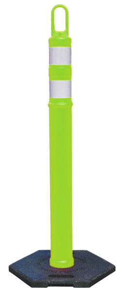 42” Lime Delineator Post with 2 Reflective Bands + 12 lb. Base