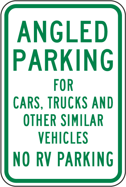 Angled Parking No RV Sign