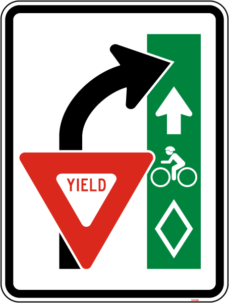 Yield To Bikes When Turning Right Sign