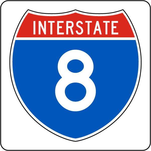 Interstate Route 8 Replica Sign