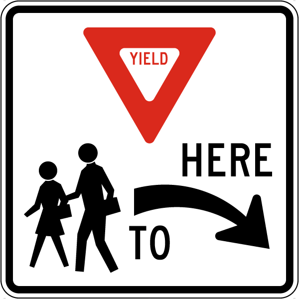 Right Yield Here to School Crossing Sign
