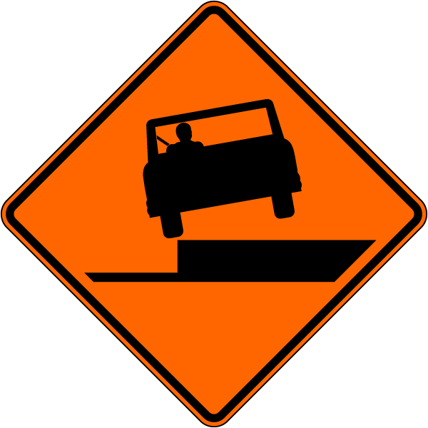 Left Shoulder Drop Off Sign