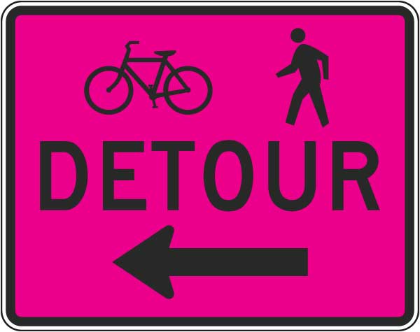 Bike / Pedestrian Detour Sign (Left Arrow)
